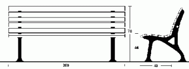 Preview: Parkbank mit Alu-Gussfüßen Modell Wiesengrund