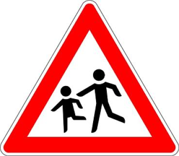 Verkehrszeichen VZ 136-10 Kinder Aufstellung rechts
