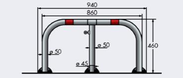 Parkplatzbügel mit Bodenwanne aus Recyclinggummi