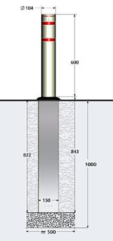Preview: Edelstahlpoller, versenkbar Durchmesser 104 mm