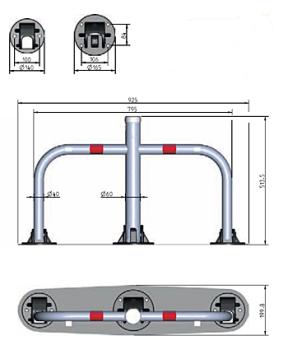 Parkplatzbügel Typ „3-Point“ mit Bodenplatte
