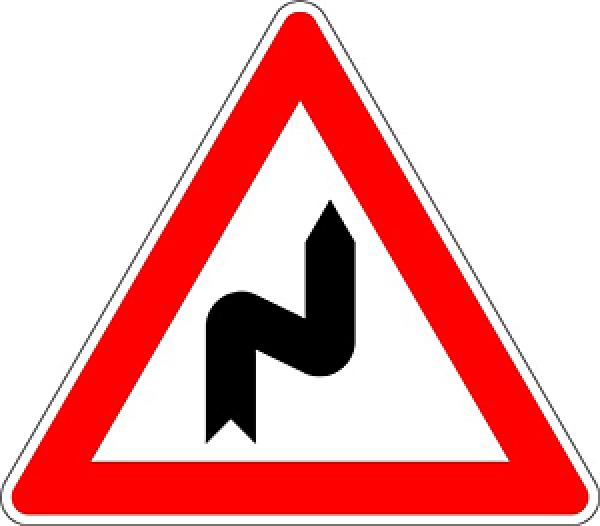 Verkehrszeichen VZ 105-20 Doppelkurve zunächst rechts
