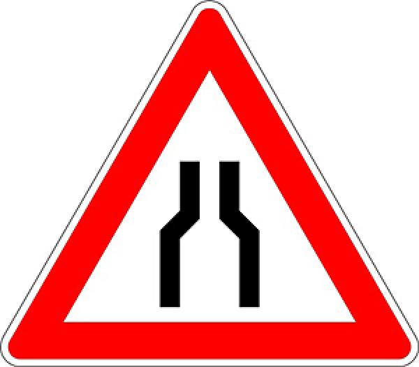 Verkehrszeichen VZ 120 verengte Fahrbahn