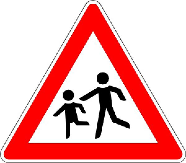 Verkehrszeichen VZ 136-10 Kinder Aufstellung rechts