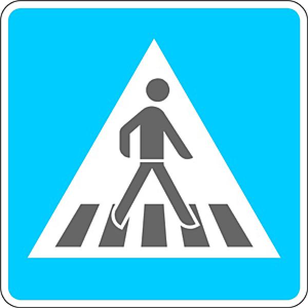 Verkehrszeichen VZ 350-10 Fußgängerüberweg Aufstellung links