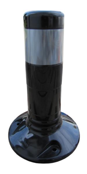 Flexipfosten aus Kunststoff schwarz mit silber-weißen Ringen