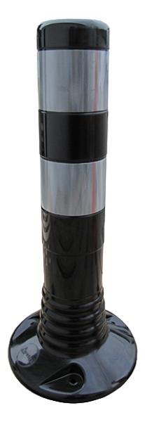Flexipfosten aus Kunststoff schwarz mit silber-weißen Ringen
