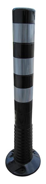 Flexipfosten aus Kunststoff schwarz mit silber-weißen Ringen