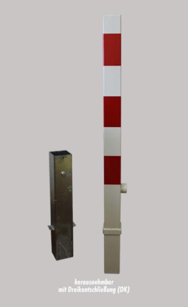 Sperrpfosten rot/weiß aus Stahl quadratisch, 70 x 70 m