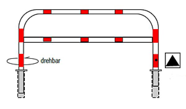 Absperrbügel aus Stahlrohr Ø 60 mm mit Mittelstrebe herausnehmbar und drehbar
