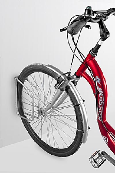 Fahrrad-Einzelparker 90° oder 45° Typ STRING, zur Wandmontage