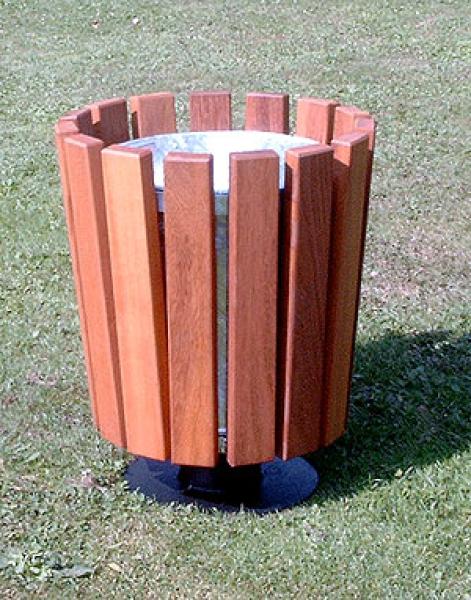 Abfallbehälter mit Holzverkleidung Typ Konisch mit Stahlblecheinsatz