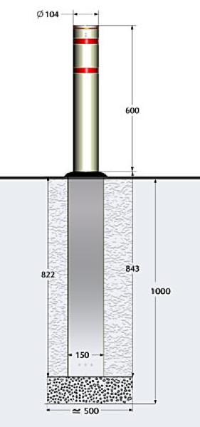 Edelstahlpoller, versenkbar Durchmesser 104 mm