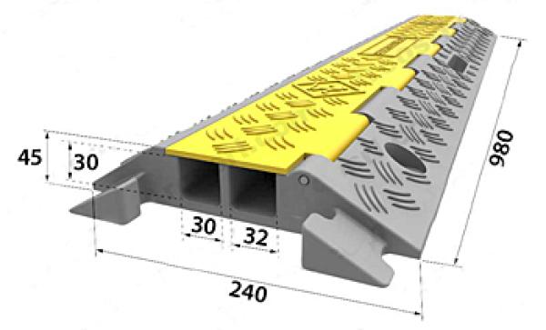 Schlauch- und Kabelbrücke mit Klappdeckel 2 Kanäle