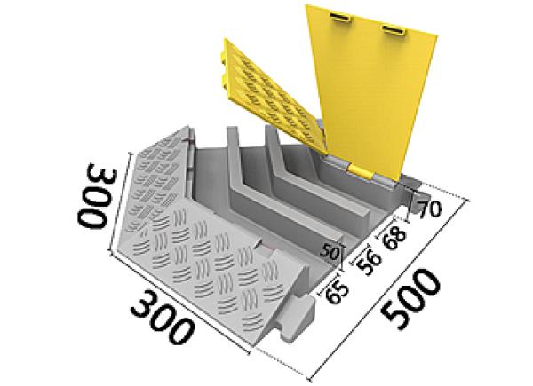 Schlauch- und Kabelbrücke mit Klappdeckel 3 Kanäle