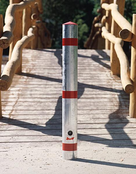 Sperrpfosten verzinkt aus Stahl rund, Durchmesser 102 mm